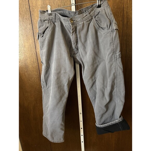 Mens sz 36x30 Winter Fleece Lined Canvas Carpenter Work Pants Gray POLAR KING - Picture 1 of 6